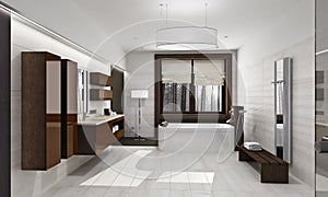 Modern bathroom interior in daylight