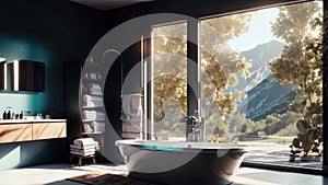 Modern Bathroom Interior Design. Generative AI