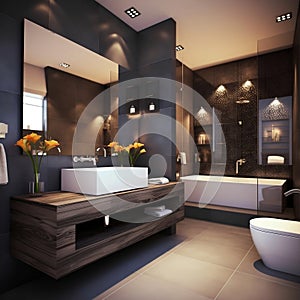 Modern Bathroom Interior Details. Generative AI