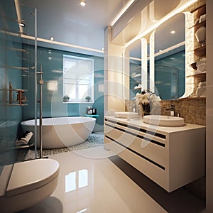 Modern Bathroom Interior Details. Generative AI