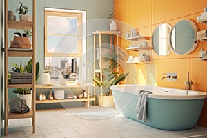 Modern bathroom interior. Generative AI