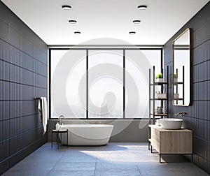 Modern bathroom interior with mirror