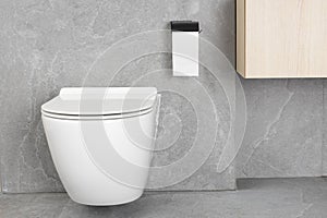 Modern Bathroom Interior with Wall-Mounted Toilet and Minimalist Design