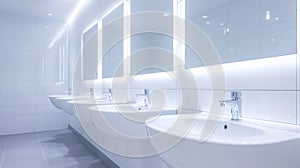 Modern Bathroom Interior with White Sinks and Mirrors