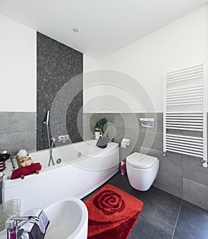 Modern bathroom with large tiles