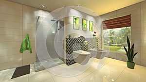 Modern Bathroom with mosaic wall