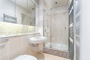 Modern bathroom with shower and bathtub