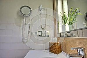 Modern bathroom with sink and mirror