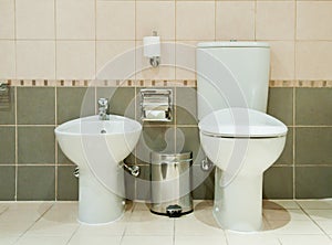 Modern Bathroom with Toilet and Bidet