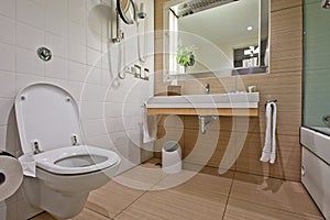 Modern bathroom with toilet sink