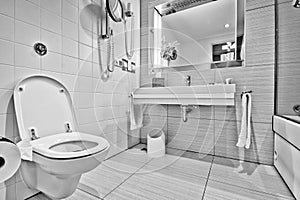 Modern bathroom with  toilet sink