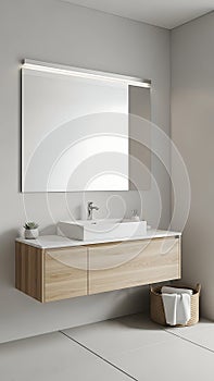 Modern Bathroom Vanity with Mirror and Sink Setup
