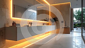 Modern Bathroom with Warm LED Accent Lighting