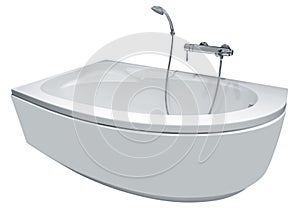 Modern bathtub with shower