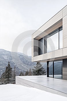 modern architecture in winter