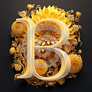 modern beautiful chrysanthemum monogram B from many bright large and small chrysant