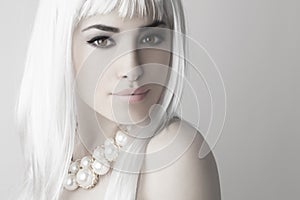 Modern beauty with platinum blonde hair color