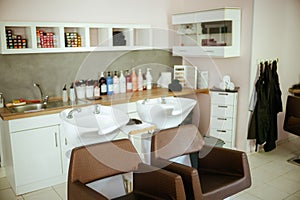 modern beauty salon with chairs