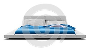 Modern bed isolated on white background