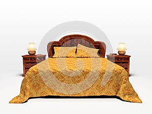 Modern bed isolated on white background