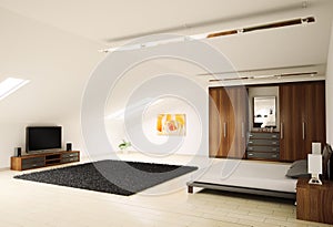 Modern bedroom interior 3d render