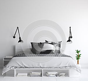 Modern bedroom interior background, wall mock up