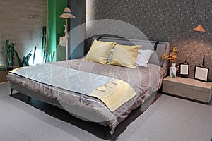 modern bedroom interior bed bedside table