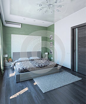 Modern bedroom interior design, 3d render