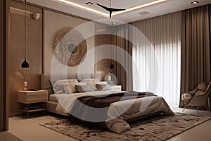 Modern bedroom Interior design Stylish and comfortable illustration minimalist