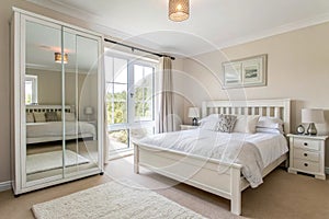 Modern Bedroom Interior with Mirror