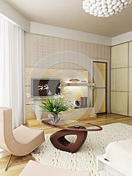 Modern bedroom interior rendering