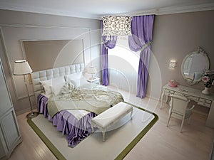 Modern bedroom in neoclassic style