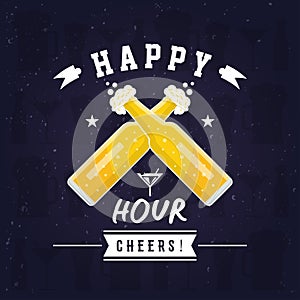 Modern Beer Happy Hour Card Illustration photo