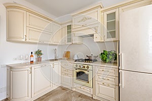 Modern beige colored luxury kitchen