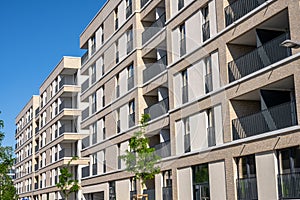 Modern beige multi-family apartment buildings