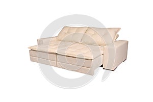modern beige suede couch sofa isolated