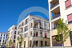 Modern beige tenement buildings