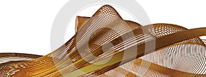 Modern Bezier Curves of Golden Thin Metal Lines Luxury Artistic Isolated Elegant Modern 3D Rendering Abstract Background