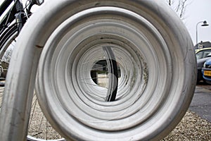 Modern Bicycle rack close-up