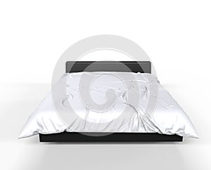 Modern Big Bed - White Sheets - Front View