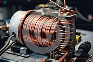 Modern big copper powerful motor. Generative AI
