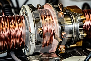 Modern big copper powerful motor. Generative AI