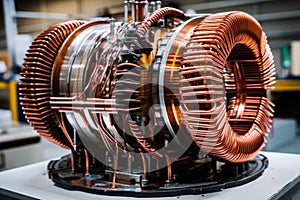 Modern big copper transformer. Generative AI