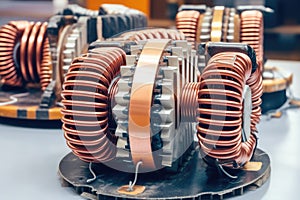 Modern big copper transformer. Generative AI