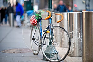 A modern bike parked in Midtown Manhattan, New York City