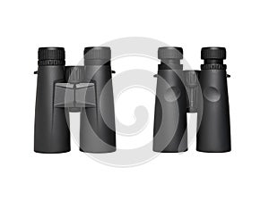 Modern binoculars. An optical instrument for observation at long distances. Isolate on a white back