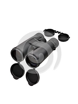 Modern binoculars. An optical instrument for observation at long distances. Isolate on a white back