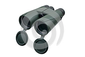 Modern binoculars. An optical instrument for observation at long distances. Isolate on a white back