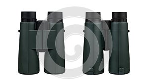 Modern binoculars. An optical instrument for observation at long distances. Isolate on a white back