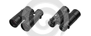 Modern binoculars. An optical instrument for observation at long distances. Isolate on a white back